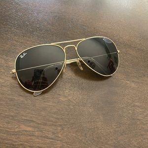 Gold rimmed Aviator Ray Ban Sunglasses, Good, Lightly Used